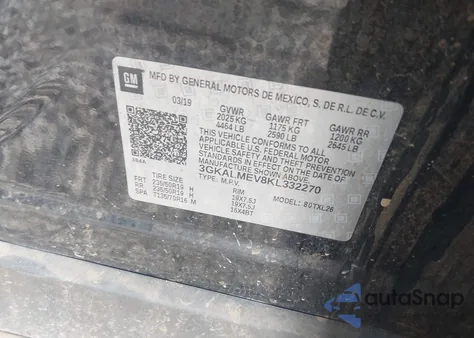 2019 GMC Terrain Sle z USA, uszkodzony, nr VIN 3GKALMEV8KL332270